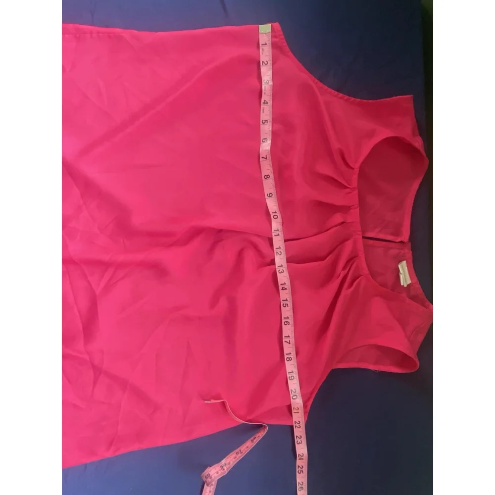 Merona Women’s XL 16 Pink Sleeveless Blouse Top Pleated Neck Keyhole Back Casual